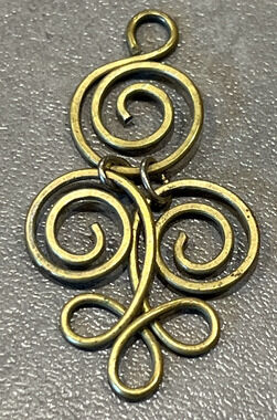 Vintage Celtic Budding Spiral Pendant Charm Gold Tone Brass
